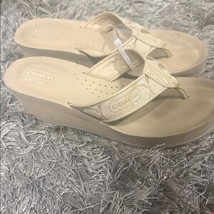 Coach heeled flip flops